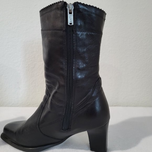 Janita Calf High Heeled Boots 22890, Black SZ 37 - Picture 6 of 15